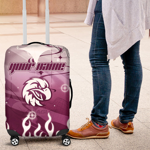 Personalized Manly Warringah Sea Eagles Luggage Cover Y2K Grunge Aesthetic With Cyber Flames and Starburst Graphics