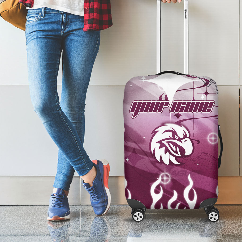 Personalized Manly Warringah Sea Eagles Luggage Cover Y2K Grunge Aesthetic With Cyber Flames and Starburst Graphics