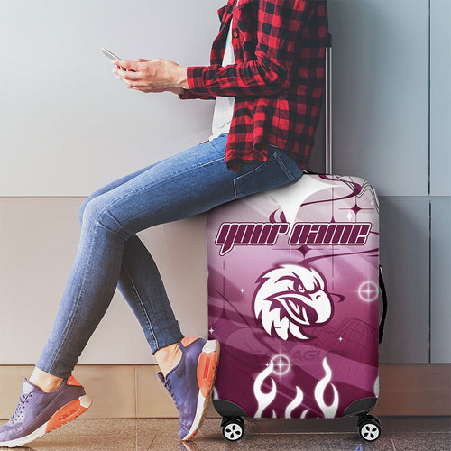 Personalized Manly Warringah Sea Eagles Luggage Cover Y2K Grunge Aesthetic With Cyber Flames and Starburst Graphics