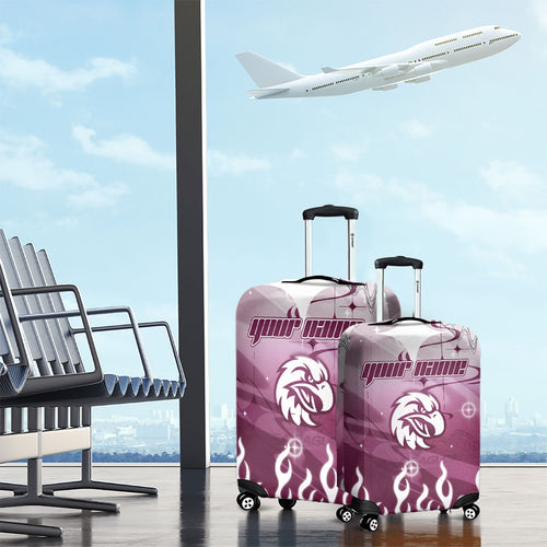 Personalized Manly Warringah Sea Eagles Luggage Cover Y2K Grunge Aesthetic With Cyber Flames and Starburst Graphics
