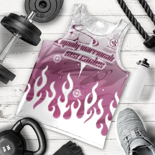 Personalized Manly Warringah Sea Eagles Men Tank Top Y2K Grunge Aesthetic With Cyber Flames and Starburst Graphics