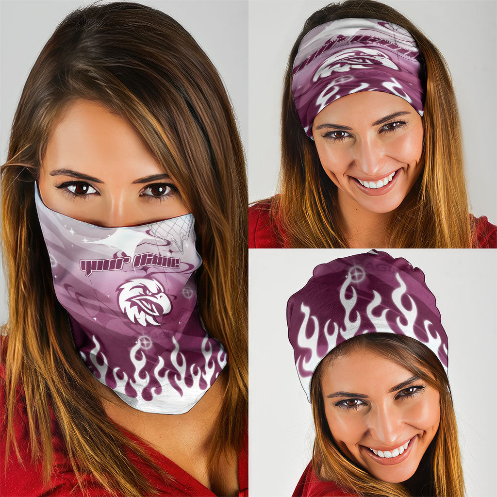 Personalized Manly Warringah Sea Eagles Neck Gaiter Y2K Grunge Aesthetic With Cyber Flames and Starburst Graphics
