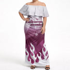 Personalized Manly Warringah Sea Eagles Off Shoulder Maxi Dress Y2K Grunge Aesthetic With Cyber Flames and Starburst Graphics