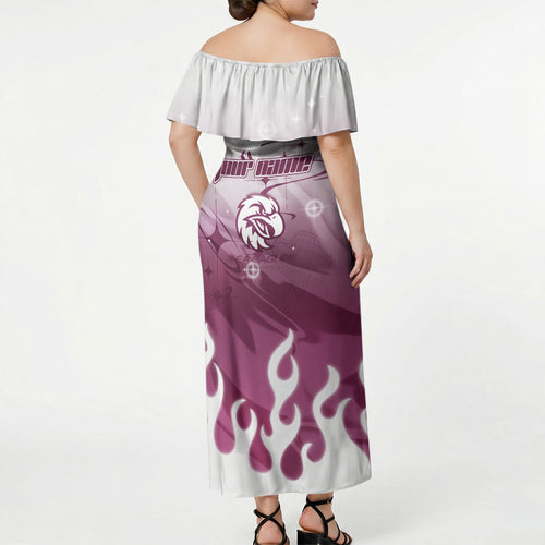Personalized Manly Warringah Sea Eagles Off Shoulder Maxi Dress Y2K Grunge Aesthetic With Cyber Flames and Starburst Graphics