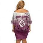 Personalized Manly Warringah Sea Eagles Off Shoulder Short Dress Y2K Grunge Aesthetic With Cyber Flames and Starburst Graphics