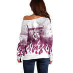 Personalized Manly Warringah Sea Eagles Off Shoulder Sweater Y2K Grunge Aesthetic With Cyber Flames and Starburst Graphics