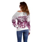 Personalized Manly Warringah Sea Eagles Off Shoulder Sweater Y2K Grunge Aesthetic With Cyber Flames and Starburst Graphics