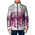 Personalized Manly Warringah Sea Eagles Padded Jacket Y2K Grunge Aesthetic With Cyber Flames and Starburst Graphics