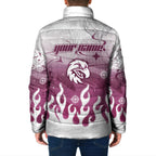 Personalized Manly Warringah Sea Eagles Padded Jacket Y2K Grunge Aesthetic With Cyber Flames and Starburst Graphics