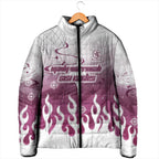 Personalized Manly Warringah Sea Eagles Padded Jacket Y2K Grunge Aesthetic With Cyber Flames and Starburst Graphics