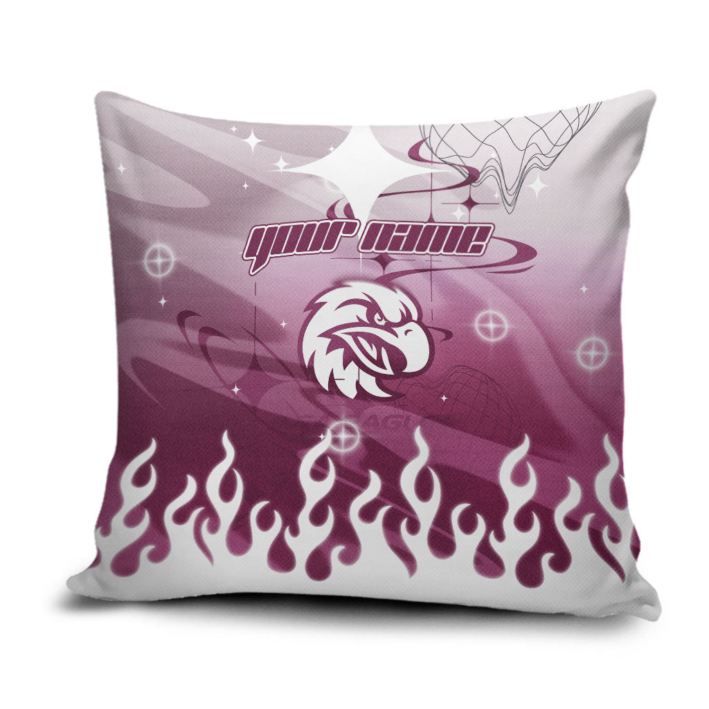 Personalized Manly Warringah Sea Eagles Pillow Cover Y2K Grunge Aesthetic With Cyber Flames and Starburst Graphics