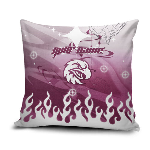 Personalized Manly Warringah Sea Eagles Pillow Cover Y2K Grunge Aesthetic With Cyber Flames and Starburst Graphics