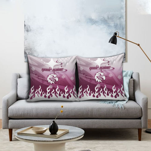 Personalized Manly Warringah Sea Eagles Pillow Cover Y2K Grunge Aesthetic With Cyber Flames and Starburst Graphics