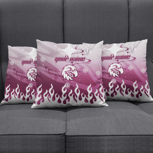 Personalized Manly Warringah Sea Eagles Pillow Cover Y2K Grunge Aesthetic With Cyber Flames and Starburst Graphics