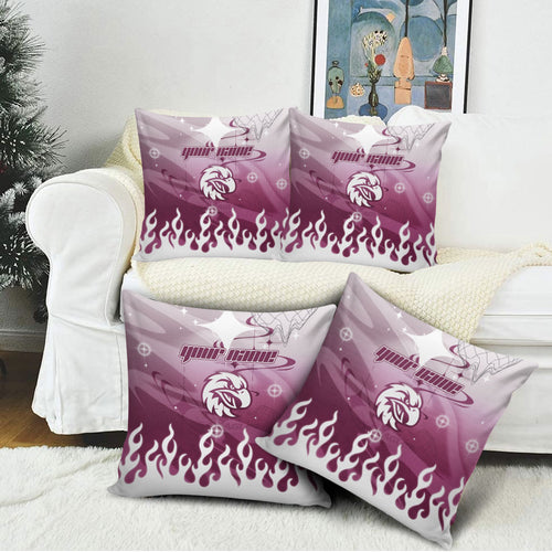 Personalized Manly Warringah Sea Eagles Pillow Cover Y2K Grunge Aesthetic With Cyber Flames and Starburst Graphics