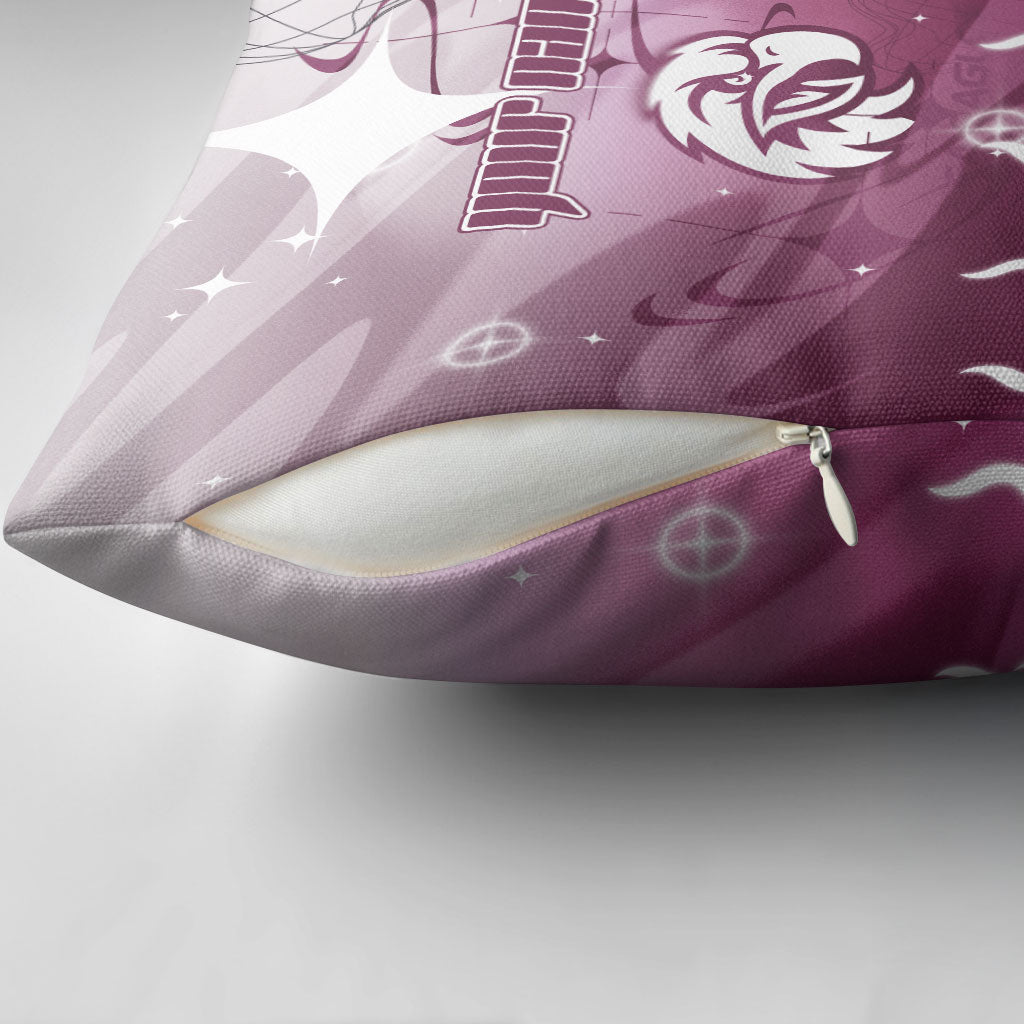 Personalized Manly Warringah Sea Eagles Pillow Cover Y2K Grunge Aesthetic With Cyber Flames and Starburst Graphics