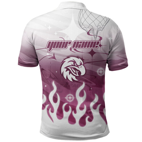 Personalized Manly Warringah Sea Eagles Polo Shirt Y2K Grunge Aesthetic With Cyber Flames and Starburst Graphics