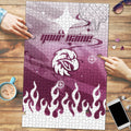 Personalized Manly Warringah Sea Eagles Puzzle Y2K Grunge Aesthetic With Cyber Flames and Starburst Graphics