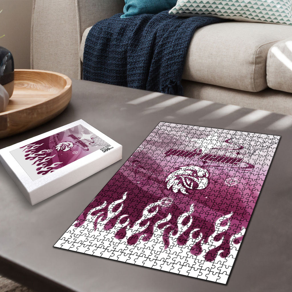 Personalized Manly Warringah Sea Eagles Puzzle Y2K Grunge Aesthetic With Cyber Flames and Starburst Graphics