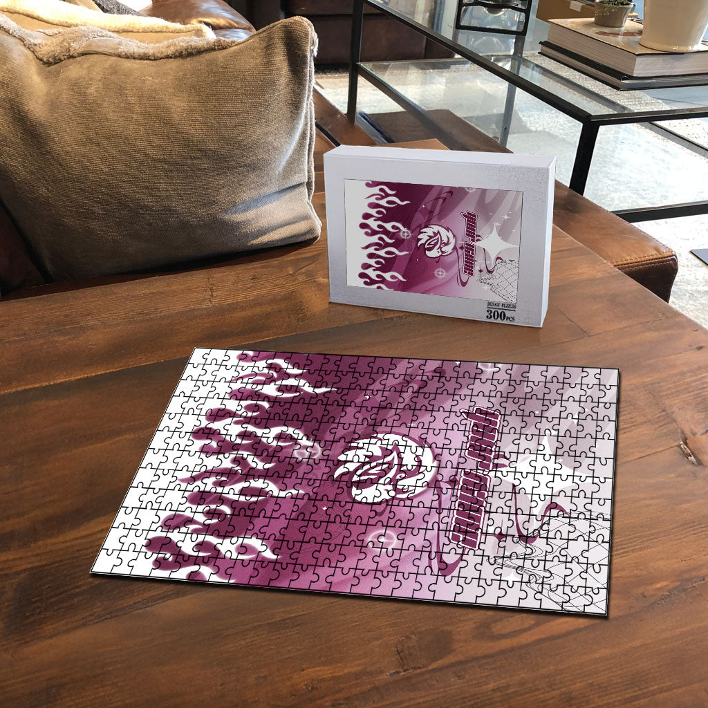 Personalized Manly Warringah Sea Eagles Puzzle Y2K Grunge Aesthetic With Cyber Flames and Starburst Graphics