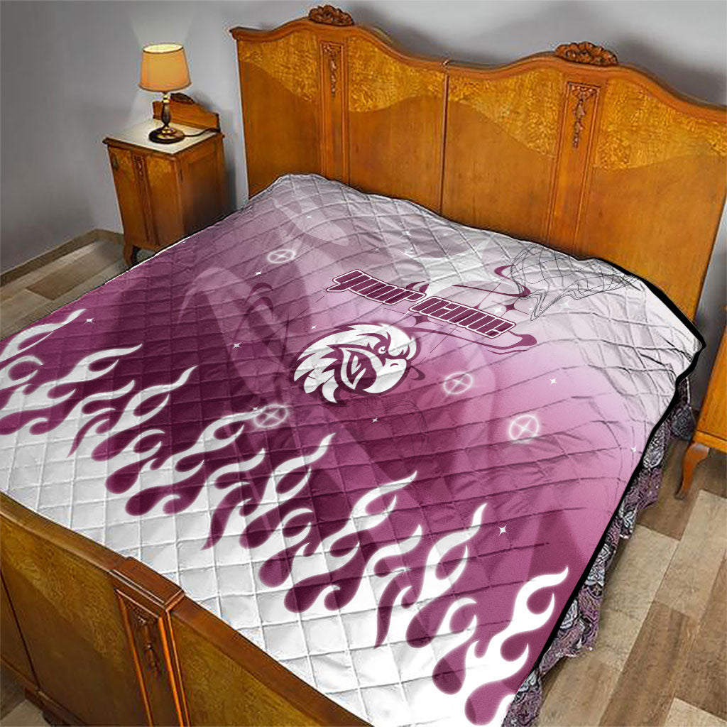 Personalized Manly Warringah Sea Eagles Quilt Y2K Grunge Aesthetic With Cyber Flames and Starburst Graphics