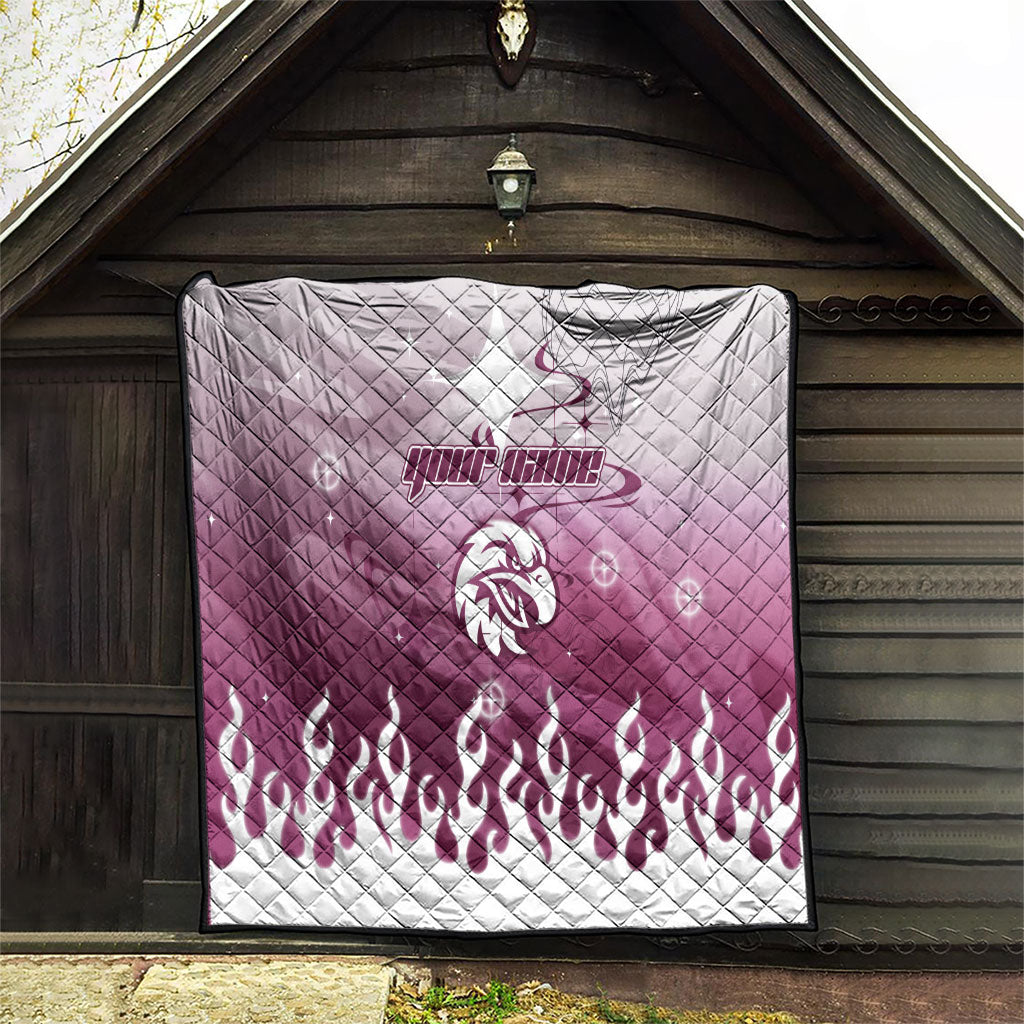 Personalized Manly Warringah Sea Eagles Quilt Y2K Grunge Aesthetic With Cyber Flames and Starburst Graphics