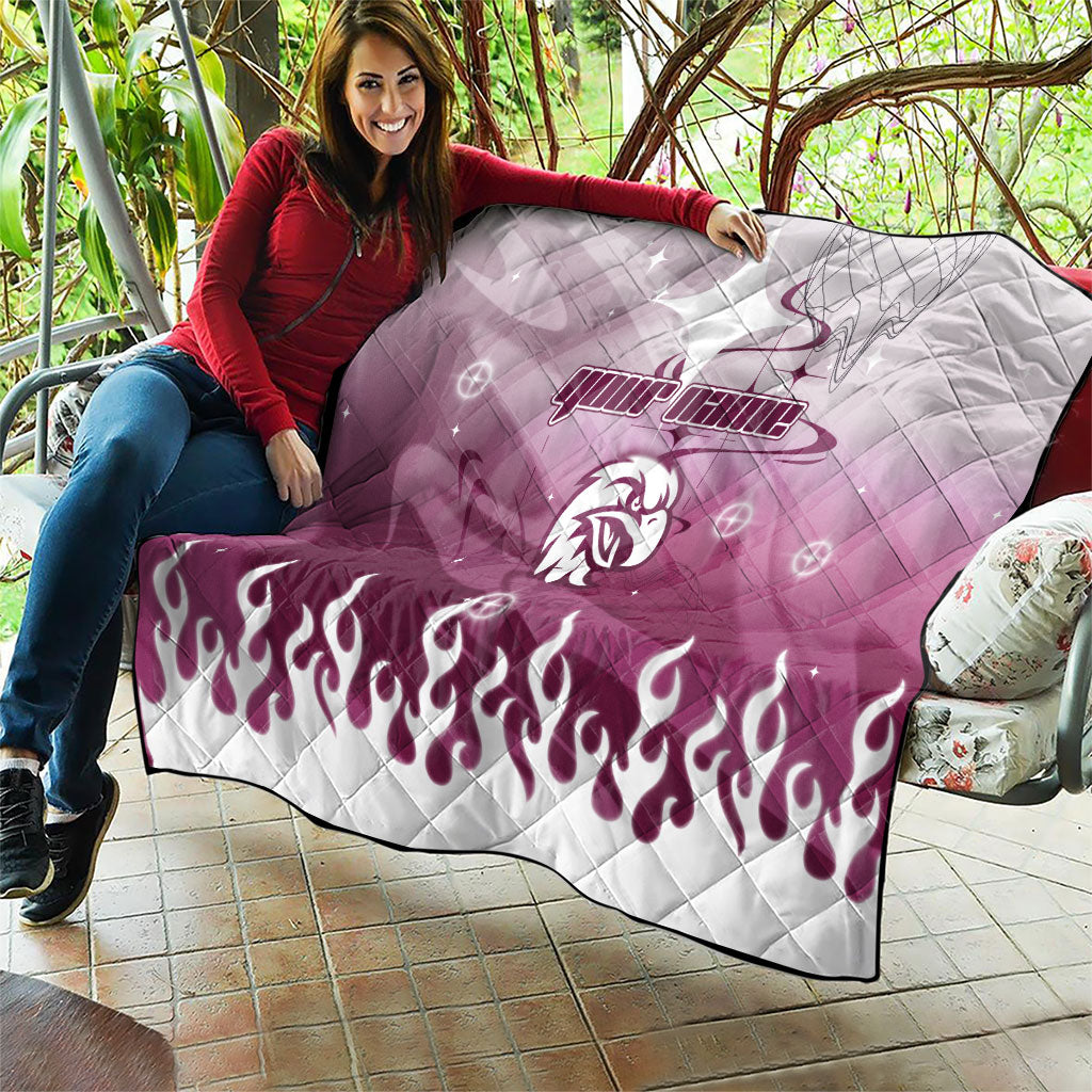 Personalized Manly Warringah Sea Eagles Quilt Y2K Grunge Aesthetic With Cyber Flames and Starburst Graphics