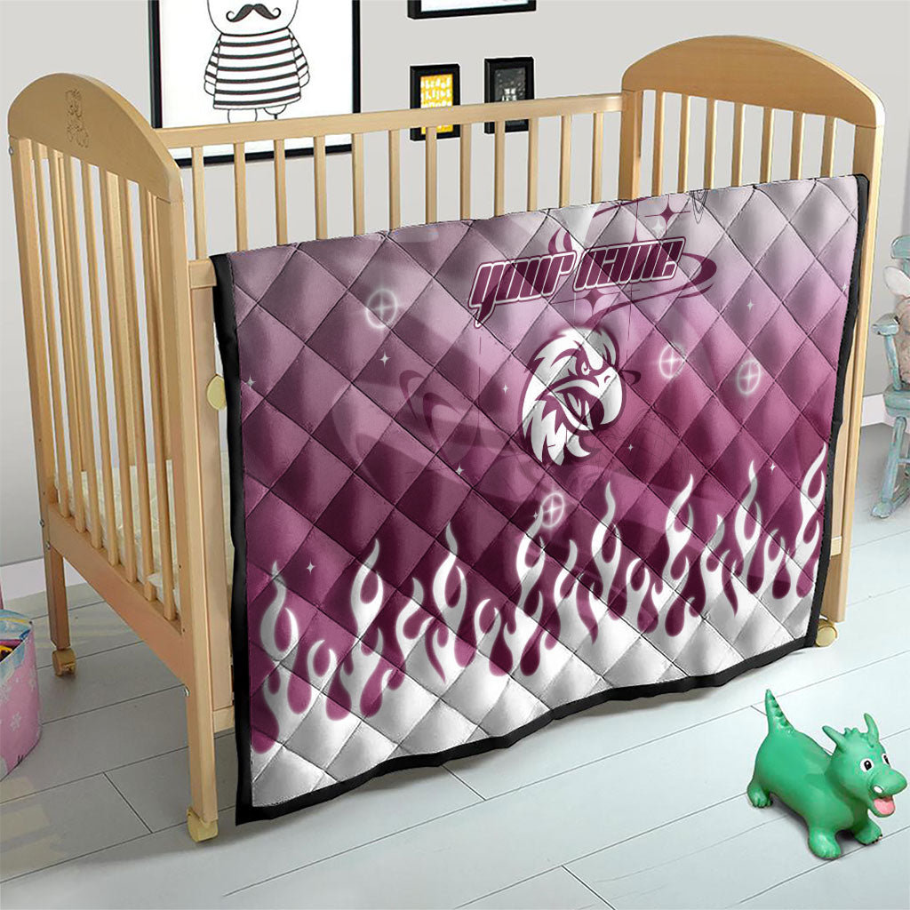 Personalized Manly Warringah Sea Eagles Quilt Y2K Grunge Aesthetic With Cyber Flames and Starburst Graphics