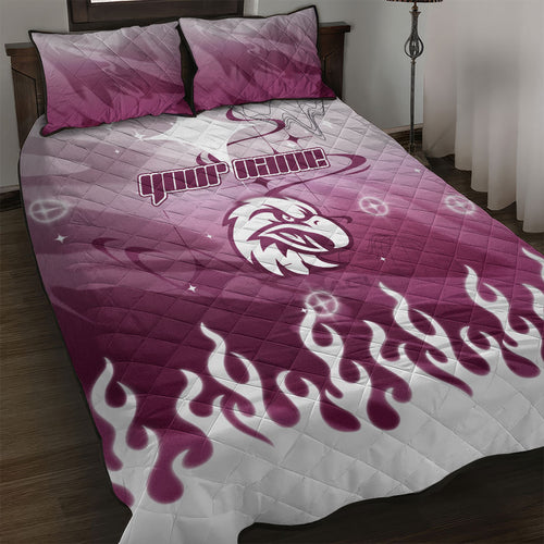 Personalized Manly Warringah Sea Eagles Quilt Bed Set Y2K Grunge Aesthetic With Cyber Flames and Starburst Graphics