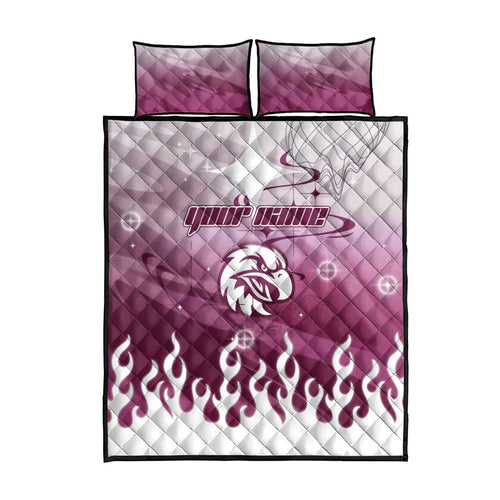 Personalized Manly Warringah Sea Eagles Quilt Bed Set Y2K Grunge Aesthetic With Cyber Flames and Starburst Graphics