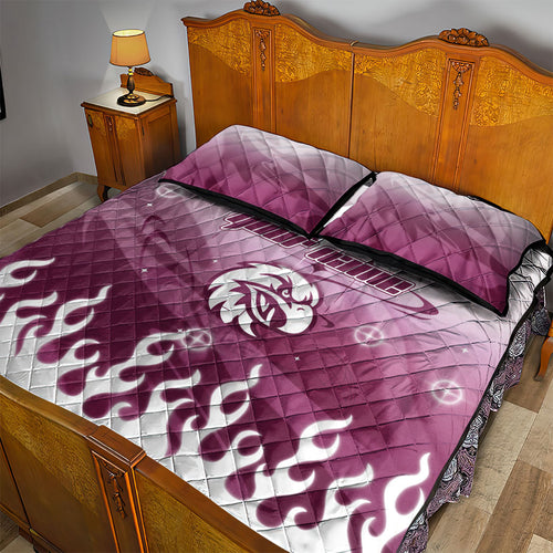 Personalized Manly Warringah Sea Eagles Quilt Bed Set Y2K Grunge Aesthetic With Cyber Flames and Starburst Graphics