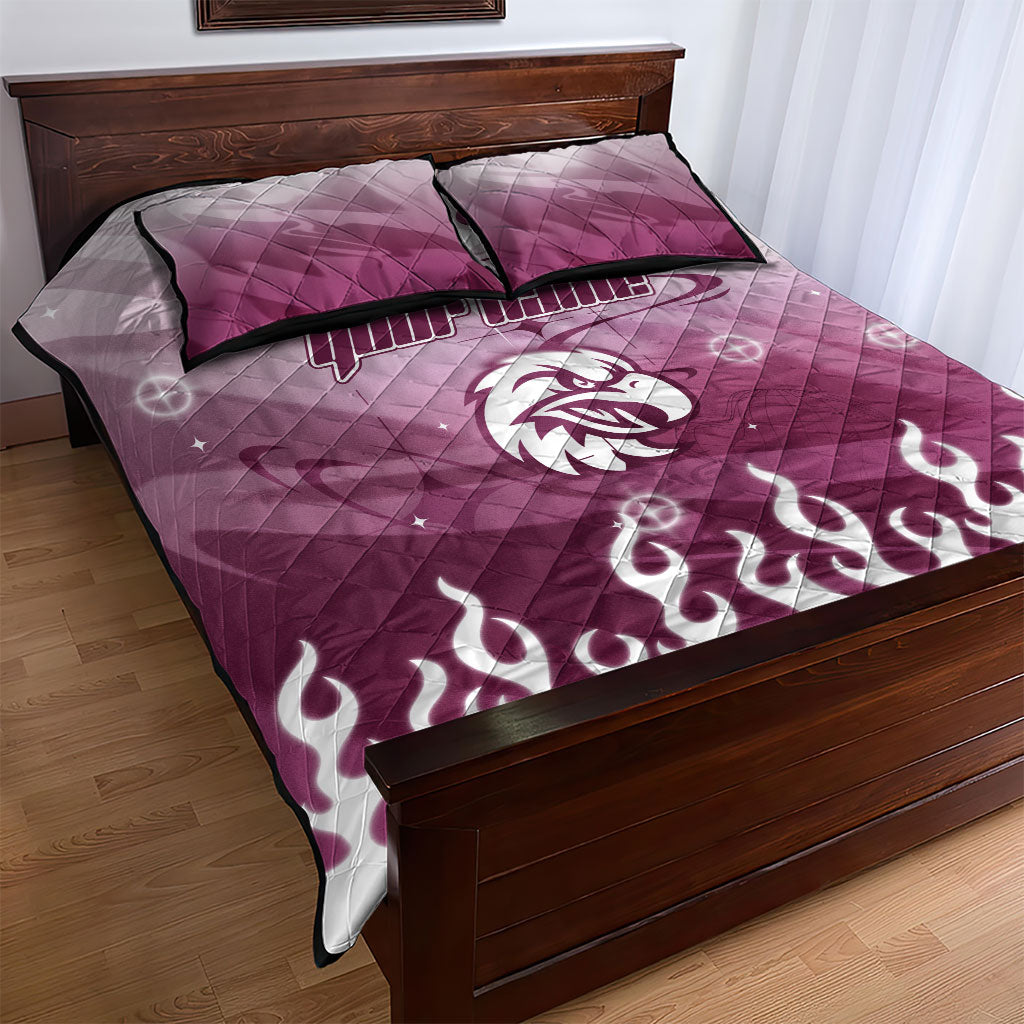 Personalized Manly Warringah Sea Eagles Quilt Bed Set Y2K Grunge Aesthetic With Cyber Flames and Starburst Graphics