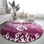 Personalized Manly Warringah Sea Eagles Round Carpet Y2K Grunge Aesthetic With Cyber Flames and Starburst Graphics