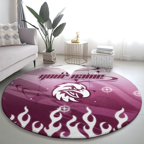 Personalized Manly Warringah Sea Eagles Round Carpet Y2K Grunge Aesthetic With Cyber Flames and Starburst Graphics