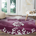 Personalized Manly Warringah Sea Eagles Round Carpet Y2K Grunge Aesthetic With Cyber Flames and Starburst Graphics