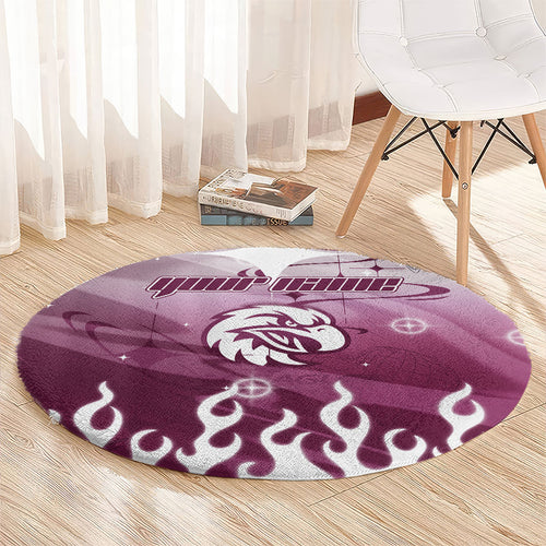Personalized Manly Warringah Sea Eagles Round Carpet Y2K Grunge Aesthetic With Cyber Flames and Starburst Graphics