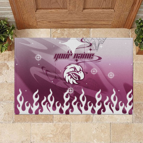 Personalized Manly Warringah Sea Eagles Rubber Doormat Y2K Grunge Aesthetic With Cyber Flames and Starburst Graphics
