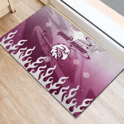 Personalized Manly Warringah Sea Eagles Rubber Doormat Y2K Grunge Aesthetic With Cyber Flames and Starburst Graphics