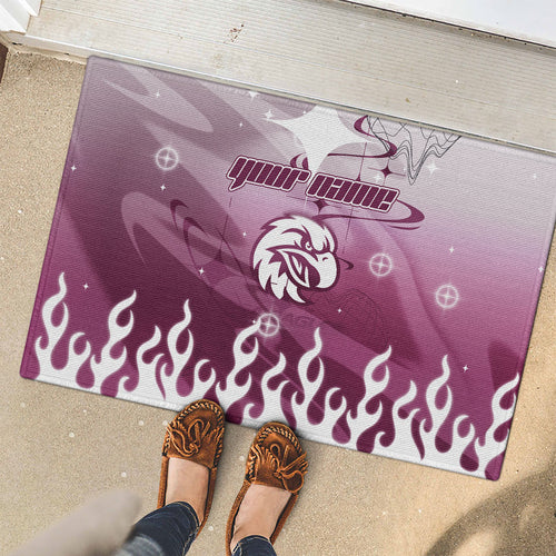 Personalized Manly Warringah Sea Eagles Rubber Doormat Y2K Grunge Aesthetic With Cyber Flames and Starburst Graphics