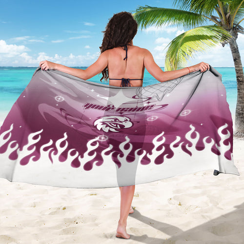 Personalized Manly Warringah Sea Eagles Sarong Y2K Grunge Aesthetic With Cyber Flames and Starburst Graphics