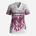 Personalized Manly Warringah Sea Eagles Scrub Top Y2K Grunge Aesthetic With Cyber Flames and Starburst Graphics