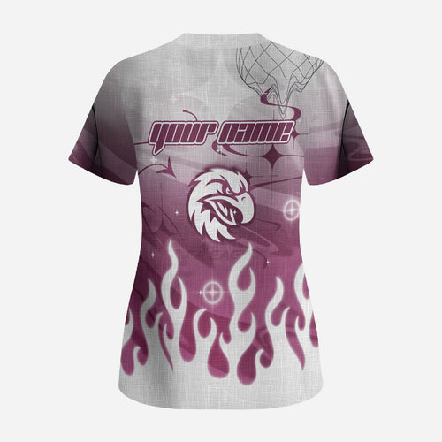 Personalized Manly Warringah Sea Eagles Scrub Top Y2K Grunge Aesthetic With Cyber Flames and Starburst Graphics