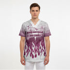 Personalized Manly Warringah Sea Eagles Scrub Top Y2K Grunge Aesthetic With Cyber Flames and Starburst Graphics