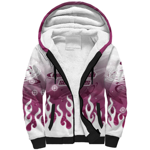 Personalized Manly Warringah Sea Eagles Sherpa Hoodie Y2K Grunge Aesthetic With Cyber Flames and Starburst Graphics