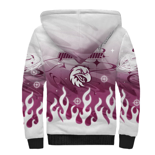 Personalized Manly Warringah Sea Eagles Sherpa Hoodie Y2K Grunge Aesthetic With Cyber Flames and Starburst Graphics