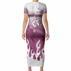 Personalized Manly Warringah Sea Eagles Short Sleeve Bodycon Dress Y2K Grunge Aesthetic With Cyber Flames and Starburst Graphics