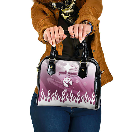 Personalized Manly Warringah Sea Eagles Shoulder Handbag Y2K Grunge Aesthetic With Cyber Flames and Starburst Graphics