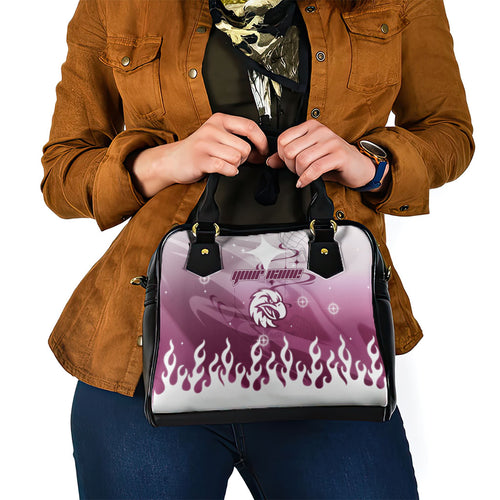 Personalized Manly Warringah Sea Eagles Shoulder Handbag Y2K Grunge Aesthetic With Cyber Flames and Starburst Graphics