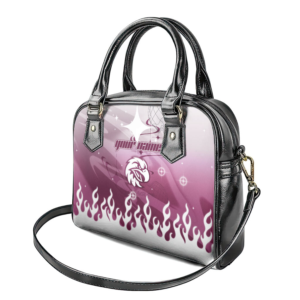 Personalized Manly Warringah Sea Eagles Shoulder Handbag Y2K Grunge Aesthetic With Cyber Flames and Starburst Graphics