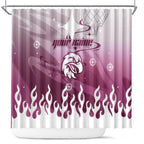 Personalized Manly Warringah Sea Eagles Shower Curtain Y2K Grunge Aesthetic With Cyber Flames and Starburst Graphics